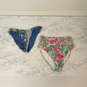 Bingo Surf Classic High Cut Bikini Bottom Size S Lot Of 2 Womens Floral
